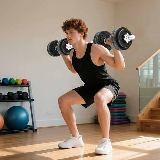 PURE 2-in-1 Adjustable Dumbbells Set, 30kg Weights Dumbbells Set with Non-Slip Grip for Strength Training, Weight Lifting, Bodybuilding, Home Gym Workout Equipment for Men & Women