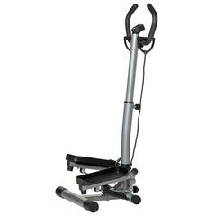 PURE Adjustable Twist Stepper Fitness Step Machine, LCD Screen, Height-Adjust Handlebars, Home Gym, Silver and Black