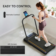 PURE 2.5HP Walking Pad, 1-6km/h Folding Treadmill with Remote Control and LED Display for Home Gym Office, Orange