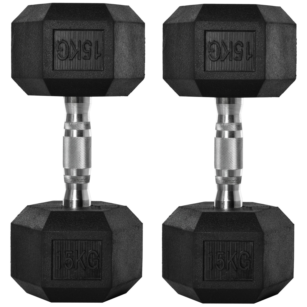 PURE 2x15kg Rubber Hex Dumbbell Portable Hand Weights Dumbbell Home Gym Workout Fitness Hand Dumbbell