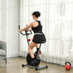 PURE Quiet Exercise Bike with 8-Level Magnetic Resistance and Heart Rate Sensor, for Home Gym, Grey and black