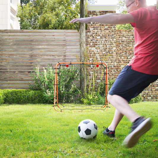 PURE Double Sided Football Rebounder Net, Football Rebound Goal with Five Adjustable Angles, Orange