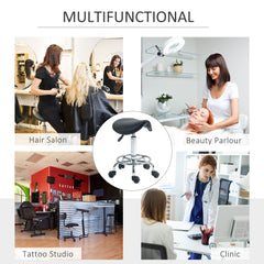 PURE Salon Saddle Stool, Rolling Saddle Chair for Massage, Spa, Clinic, Beauty, Hairdressing and Tattoo, Black