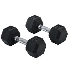 PURE 2x8kg Hex Dumbbell Rubber Weights Sets Hexagonal Gym Fitness Lifting Home