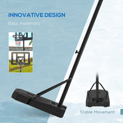 PURE Height Adjustable Basketball Stand Net Set System, Freestanding Basketball Hoop and Stand w/ Wheels, 200-305cm - Black