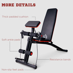 PURE Foldable Weight Bench, Adjustable Strength Training Sit Up Ab Bench, Incline/Decline, Red