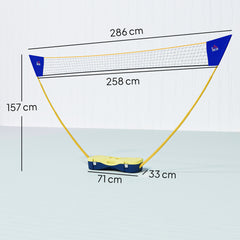 PURE 2.8m Portable Folding Badminton Net Set with 4 Badminton Rackets and 2 Nylon Shuttlecocks, for Adults Kids Indoor Outdoor Exercise Training