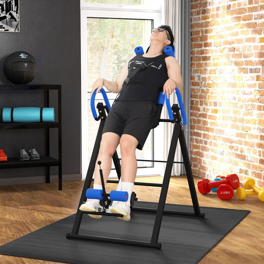 Gravity Inversion Table with Safety Belt Adjustable Hand Stand for Muscle Pain Relief, Blue