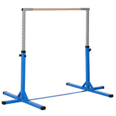 PURE Height Adjustable Gymnastics Horizontal Bar for Kids, Children Junior Kip High Bar Fitness, Blue