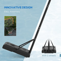 PURE Height Adjustable Basketball Stand Net Set System, Freestanding Basketball Hoop and Stand with Wheels, 182-213cm - Black