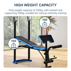 PURE Adjustable Weight Bench with Leg Developer Barbell Rack for Lifting and Strength Training Multifunctional Workout Station for Home Gym Fitness, Black