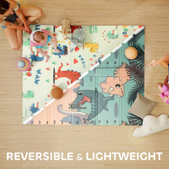 PURE Dinosaur-Themed Baby Plat Mat Double Sided, Foldable, Water-Resistant for Outdoor/Indoor, 177 x 146 x 1.5cm