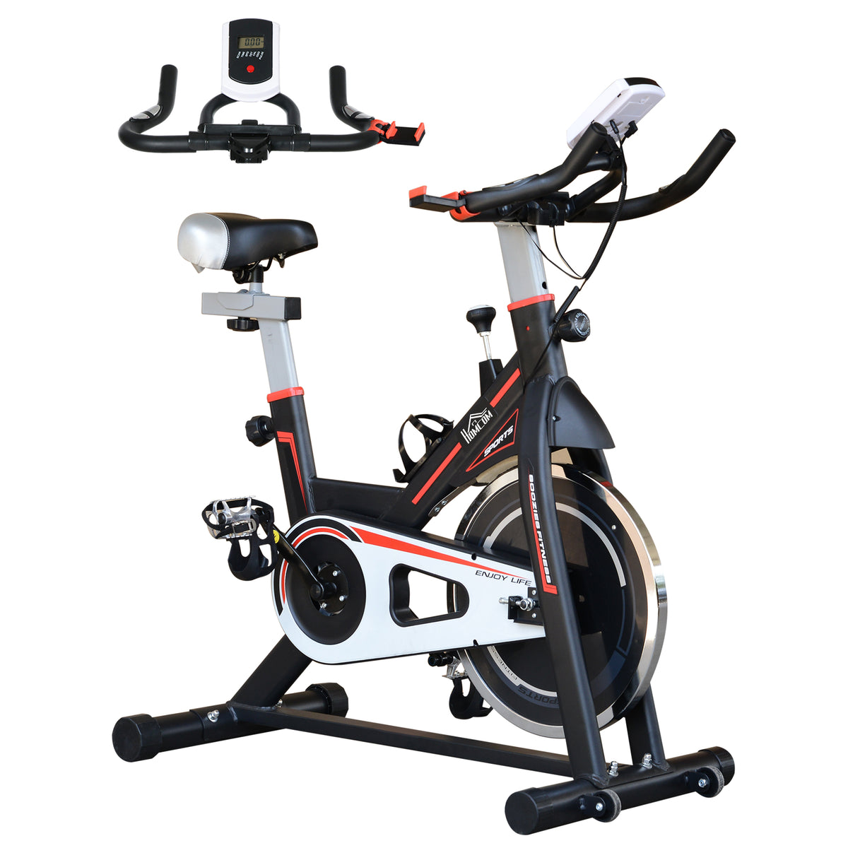PURE Exercise Bike, Indoor Cycling, with LCD Display, Heart Rate, Sensor - Black