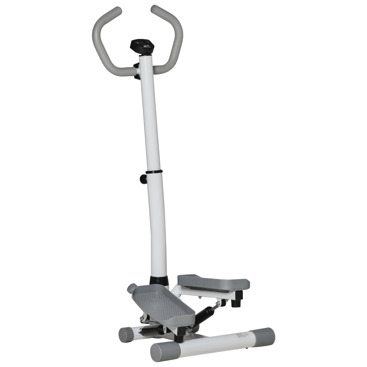 PURE Adjustable Twist Stepper Aerobic Ab Exercise Fitness Workout Machine w/ LCD Screen, Height Adjust Handlebars for Home Gym, White and Grey