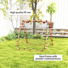 PURE Double Sided Football Rebounder Net, Football Rebound Goal with Five Adjustable Angles, Orange