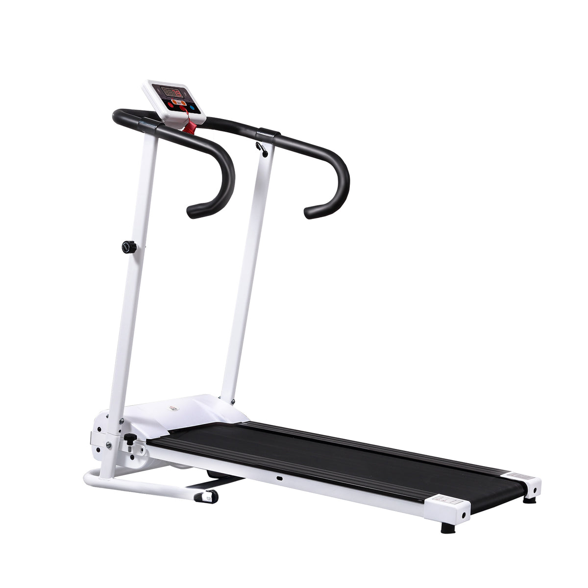 PURE Folding Treadmill with Incline, Walking Pad Treadmill for Home, 1-10km/h Under Desk Running Machine with LCD Display and Wheels, No Assembly, White