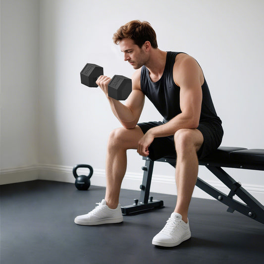 PURE 20KG Single Rubber Hex Dumbbell Portable Hand Weights Dumbbell Home Gym