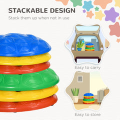 PURE Six-Piece Kids Stepping Stones, with Non-Slip Mats, Balance River Stones