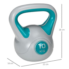 PURE Kettlebell, 10kg Kettle Bells with Handle for Home Gym Weight Lifting and Strength Training, Light Blue and Grey