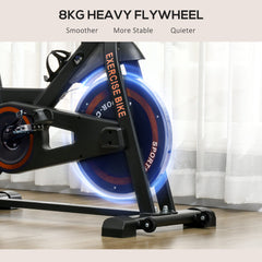 Exercise Bike, 8kg Flywheel Stationary Bike Indoor Cycling Machine with Adjustable Resistance Seat Handlebar, Black