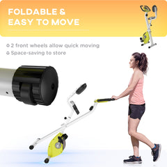 Folding Exercise Bike, Foldable 8-level Magnetic Resistance Cycling Bike for Home & Office with Adjustable Seat, LCD Monitor Pulse Sensor