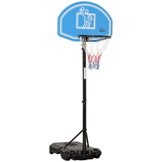 PURE Adjustable Basketball Hoop and Stand, with Wheels and Weight Base, Blue
