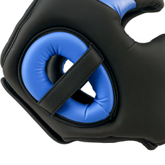 PURE Boxing Headguard w/ Adjustable Strap for Sparring, Kickboxing, MMA, Blue/Black
