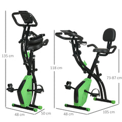 PURE 2-in-1 Folding Exercise Bike with 8-Level Magnetic Resistance, Arm Resistance Band, Pulse Sensor, Green
