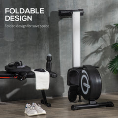 PURE Folding Rowing Machine, Magnetic Rower Machine with 8 Levels Quiet Resistance, LCD Monitor, Wheels, Aluminium Slide Rail, Vertical Storage, 102kg Weight Capacity for Home Gym Cardio Training