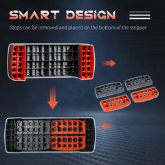 PURE Aerobic Step, 10cm, 15cm & 20cm Height Adjustable Exercise Stepper for Exercise Workout, Nonslip Step Board Great for Home & Office, Grey and Red