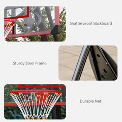 PURE 2.4-2.9m Adjustable Basketball Hoop and Stand with Weighted Base, Portable on Wheels, Red