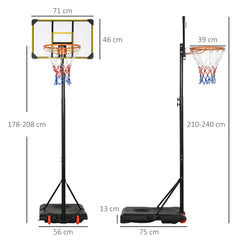 PURE Height Adjustable Basketball Hoop and Stand with Firm Backboard and Weighted Base, Portable Wheels, Yellow