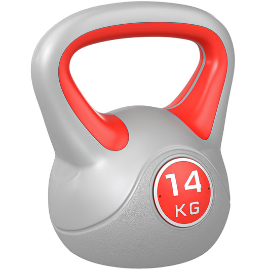 PURE Kettlebell, 14kg Kettle Bells with Handle for Home Gym Weight Lifting and Strength Training, Red and Grey