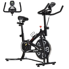 PURE Indoor Stationary Exercise Bike 6kg Flywheel Fitness Cardio Workout Bke Trainer for Home Gym w/ Adjustable Resistance LCD Monitor Pad and Bottle Holder Black