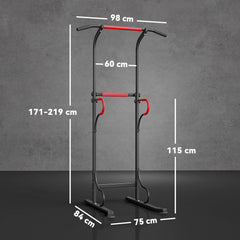 PURE Steel Multi-Use Exercise Power Tower Pull Up Station Adjustable Height W/ Grips