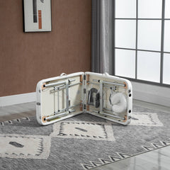 PURE Foldable Massage Bed Portable Table, 3-Section Aluminium Foldable Beauty Couch, Professional Salon Spa Table with Headrest Support and Carry Bag, 81 cm Width, White