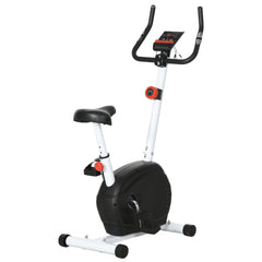 PURE Quiet Exercise Bike with 8-Level Magnetic Resistance and Heart Rate Sensor, for Home Gym, White and black