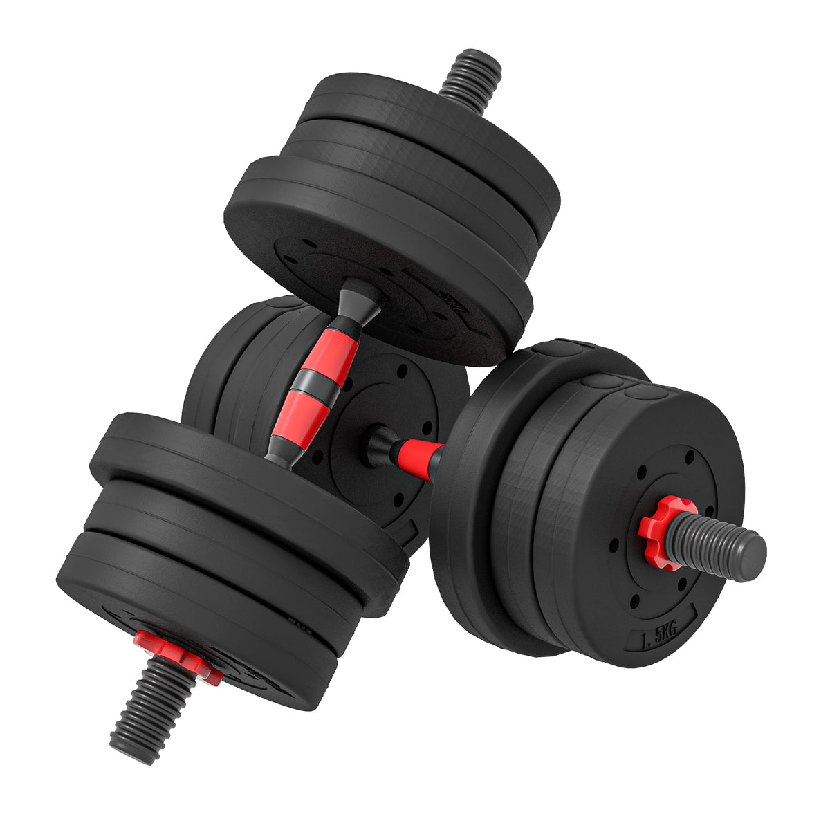 PURE 20kg 2 IN 1 Adjustable Dumbbells Weight Set, Dumbbell Hand Weight Barbell for Body Fitness, Lifting Training for Home, Office, Gym, Black