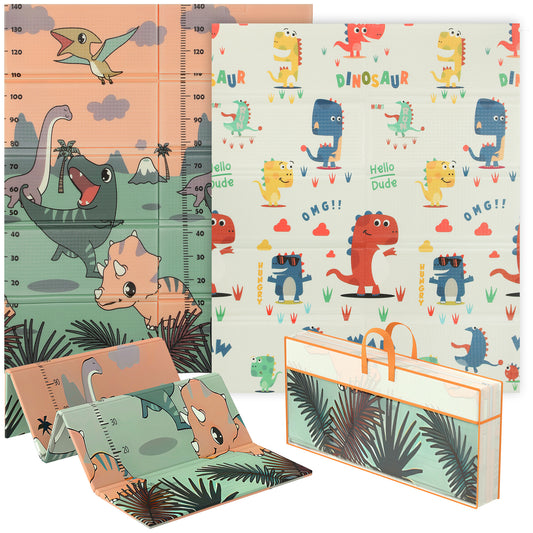 PURE Dinosaur-Themed Baby Plat Mat Double Sided, Foldable, Water-Resistant for Outdoor/Indoor, 177 x 146 x 1.5cm