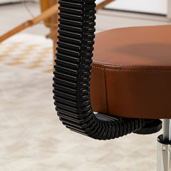 PURE Beautician's Swivel Salon Chair w/ Padded Seat Back 5 Wheels Adjustable Height Salon Hairdressers Tattoo Spa Rolling Cushion Professional 48cm Brown