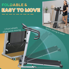 PURE Folding Treadmill with Incline, Walking Pad Treadmill for Home, 1-10km/h Under Desk Running Machine with LCD Display and Wheels, No Assembly, Grey