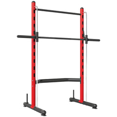 PURE Pull Up Station, Power Cage with Adjustable Seat, for Home Gym - Red