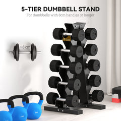 PURE Five-Tier Dumbbell Storage Rack, for Home Gym Exercise - Black