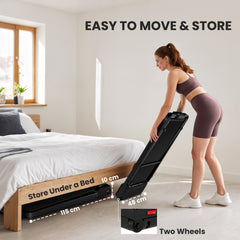 PURE Folding Walking Treadmill, Under Desk Walking Pad with Incline, Black