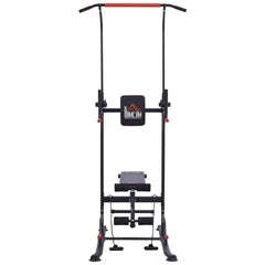 Steel Strength Training Power Tower Pull Up Station Black/Red