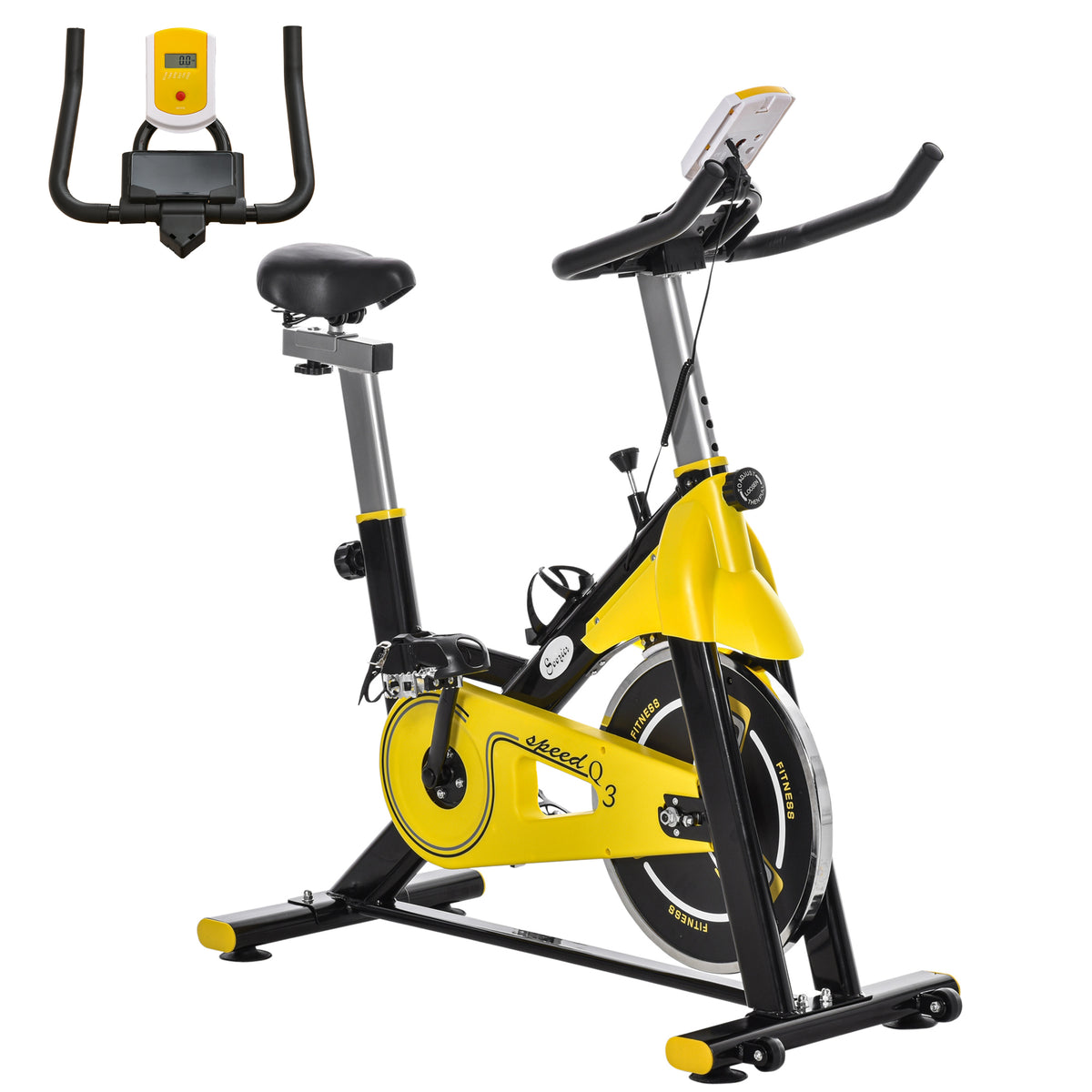 PURE Exercise Bike, with 6kg Flywheel Belt Drive, Adjustable Resistance, LCD Display - Yellow