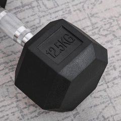 Hex Dumbbell 12.5KG Single Hex Rubber Dumbbell, Great for Every Fitness Fanatic, Helps Build Muscles, Black