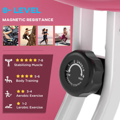 Magnetic Resistance Exercise Bike Foldable w/ LCD Monitor Adjustable Seat Heart Rate Monitors Foot Pads Home Office Fitness Training Workout