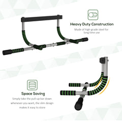 Pull-Up Bar for Doorway, Home Fitness Door Horizontal Bar Push up Bar for Indoor Gym Upper Body Workout, Green