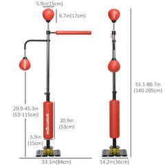 140-205cm Inflatable Punch Bag w/ Reaction Bar Challenge, Freestanding Punching Bag Training Equipment w/ Suction Cups